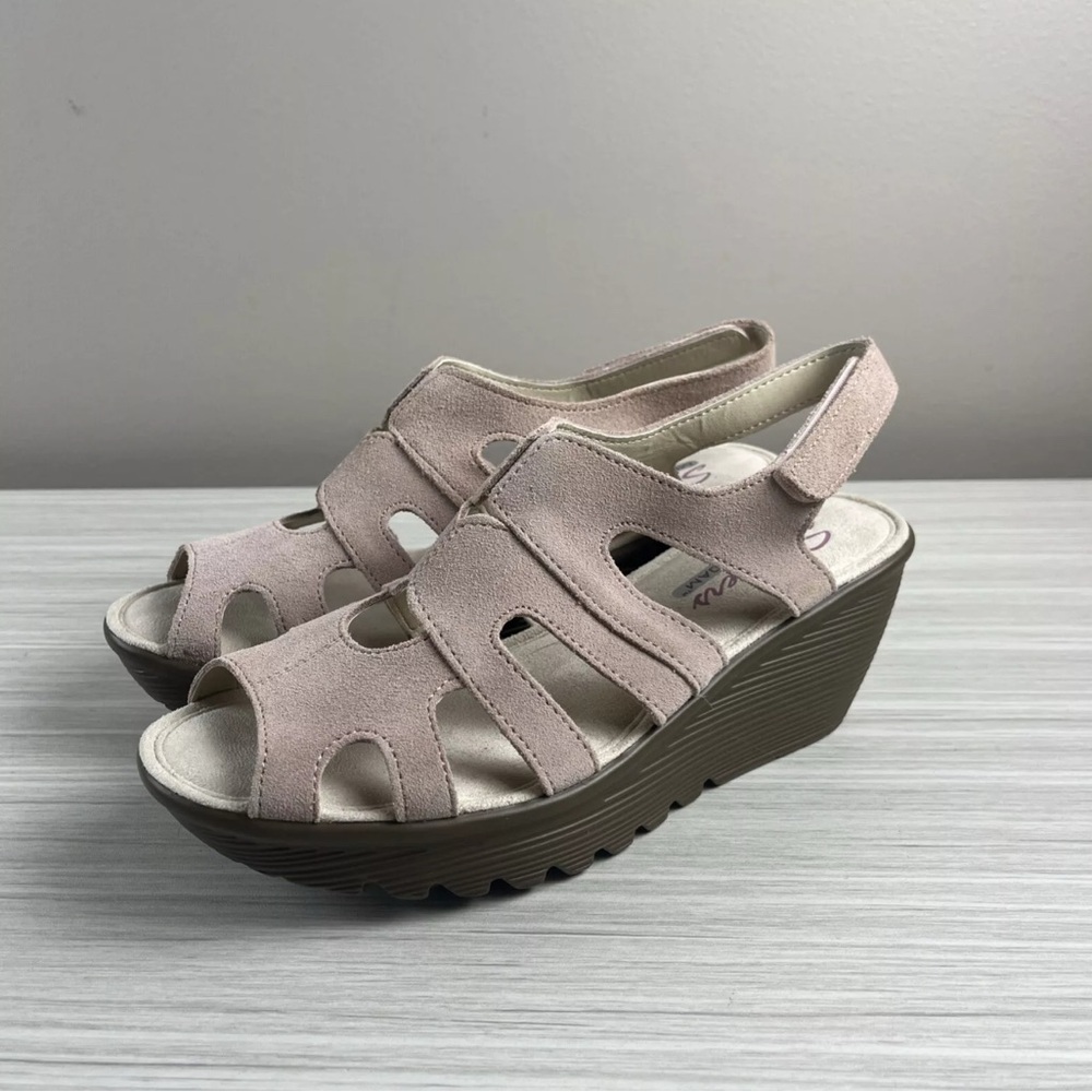 Skechers Pink Wedge Sandals Comfort Design